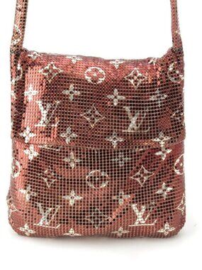 Louis Vuitton Sequin Monogram Mesh Francis Metal Shoulder Bag Brown